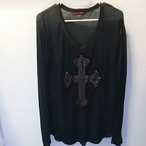 Rock & ROLL Cowgirl Western Cross Top XL